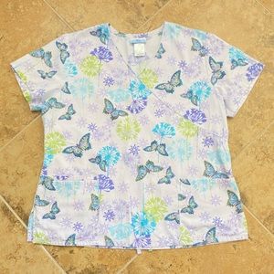 Multi Color Butterflies Purple SB Scrub 3 Pockets